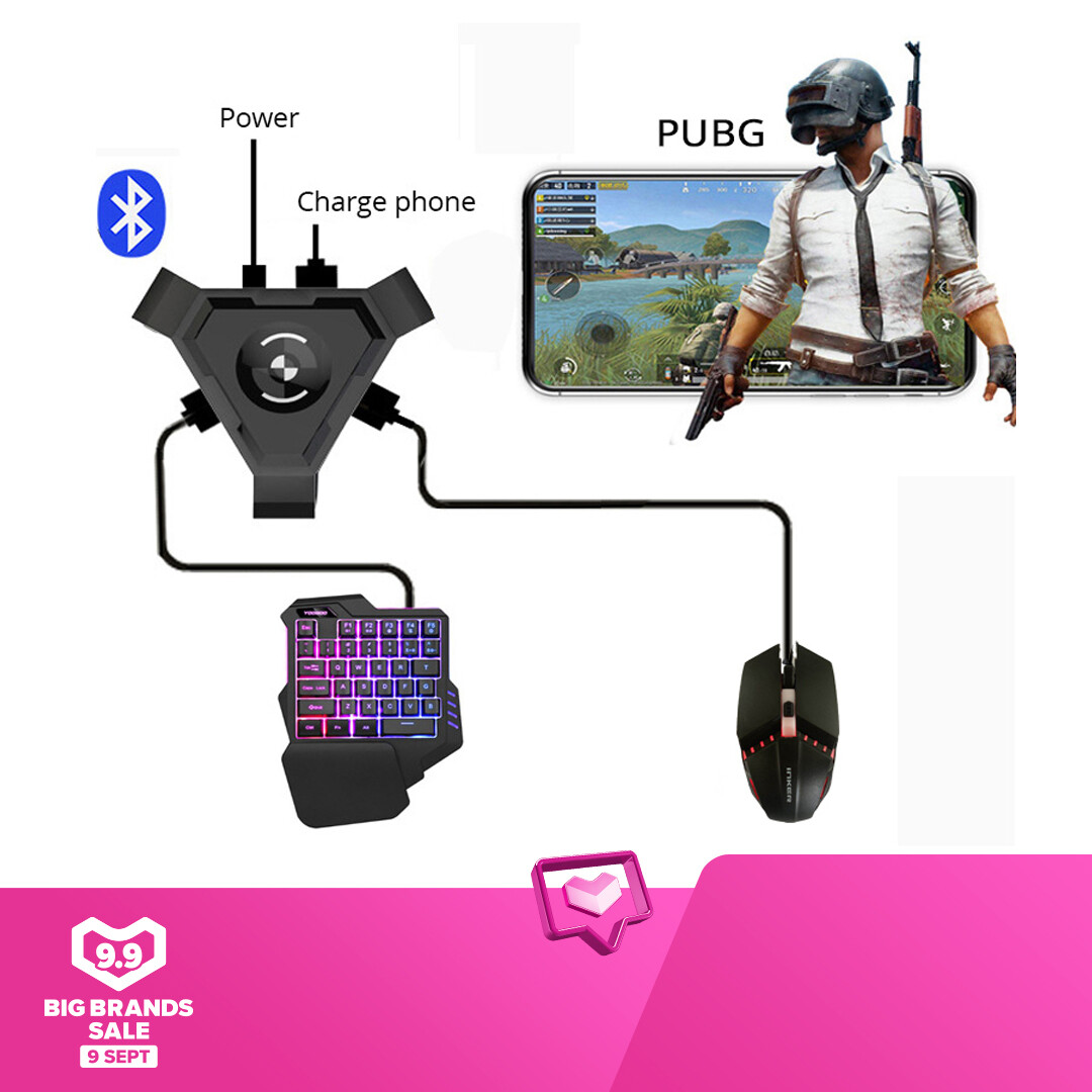 Hackers Bluetooth Keyboard Converter for PUBG Mobile Gamepad Controller Gaming Keyboard Mouse Converter for Android Phone to PC Bluetooth Adapter