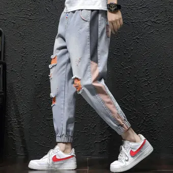 ankle ripped jeans mens