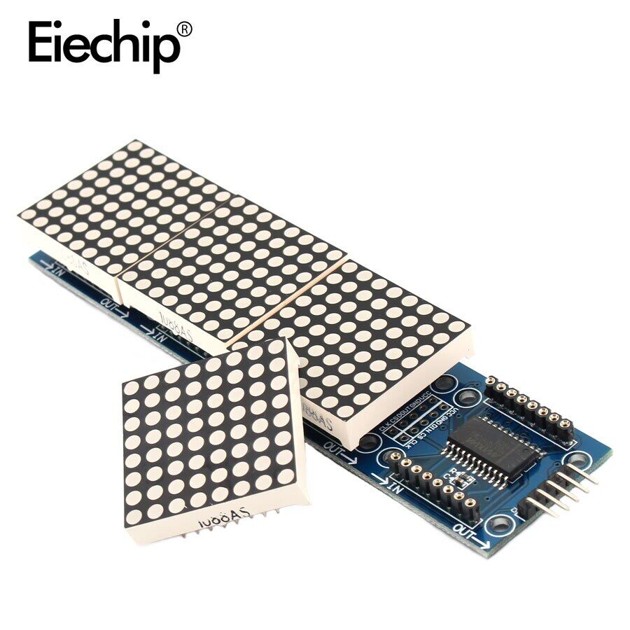 1 PCS MAX7219 LED Display Dot Matrix Module Microcontroller 4 In One Display with 5P Line 4 in 1 TV LED Display Panel Red Green