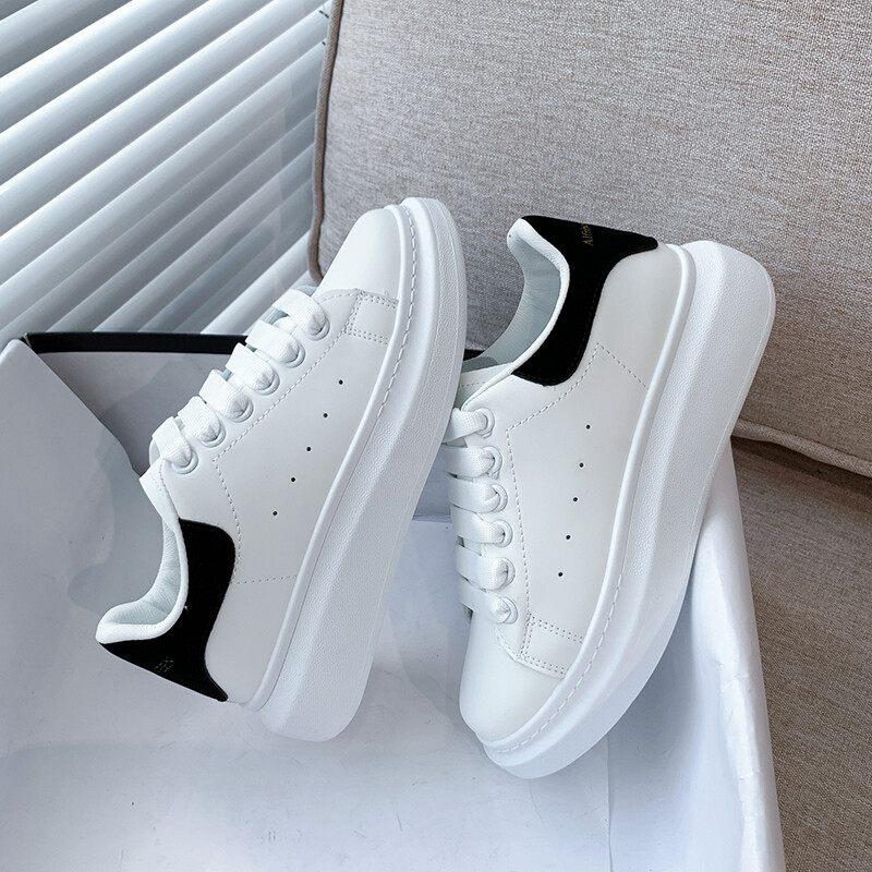 DOSREAL Platform Shoes Women Leather Korean White Shoes For Women Fashion  Thick Bottom Rubber Women's Sport Shoes On Sale | Lazada PH