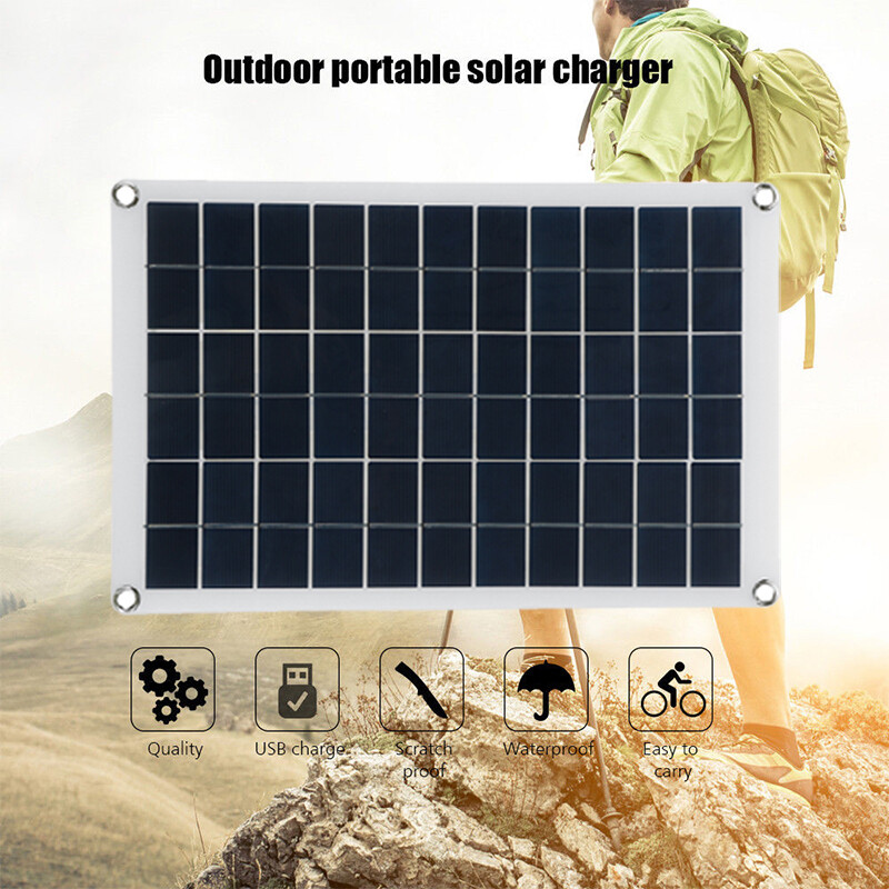 Bộ Tấm Pin Năng Lượng Mặt Trời Di Động 100W, Bộ Sạc USB DC Kép Với Năng Lượng Mặt Trời Điều Khiển