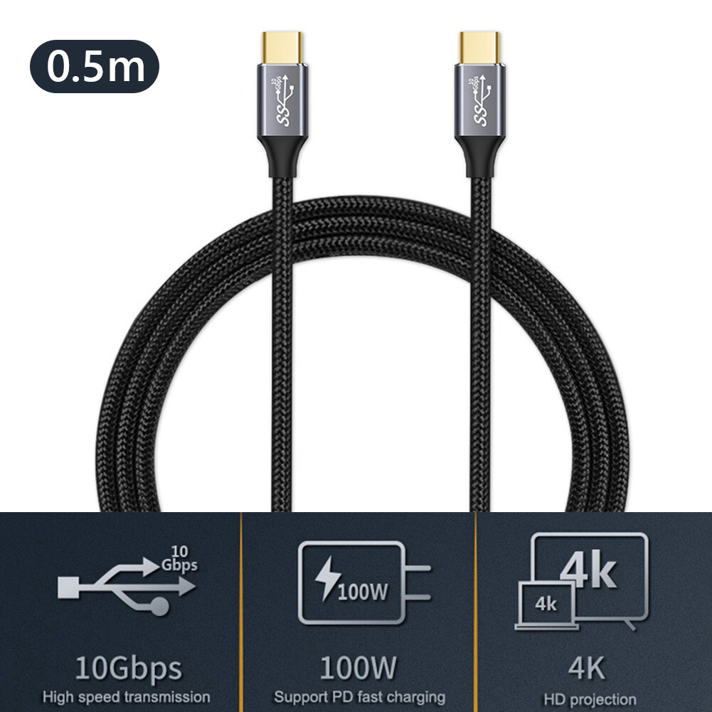 USB Type C 3.1 Gen2 100W Charger Cable 4K HD 5A 20V 10Gbps Data Sync Cable Cord for Switch