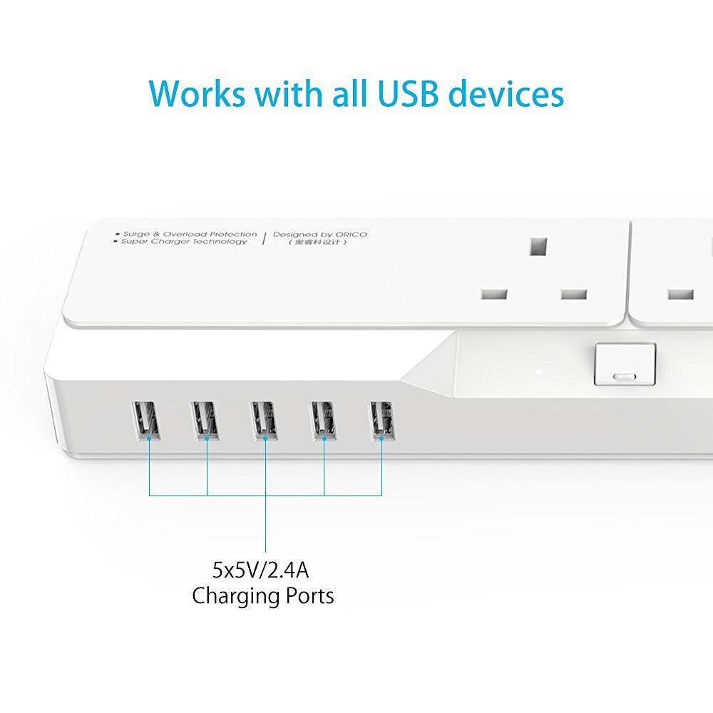 ORICO Ổ Cắm Điện Có Công Tắc Điều Khiển Phụ Ổ Cắm Thông Minh 4 Cổng USB 5 Cổng USB...