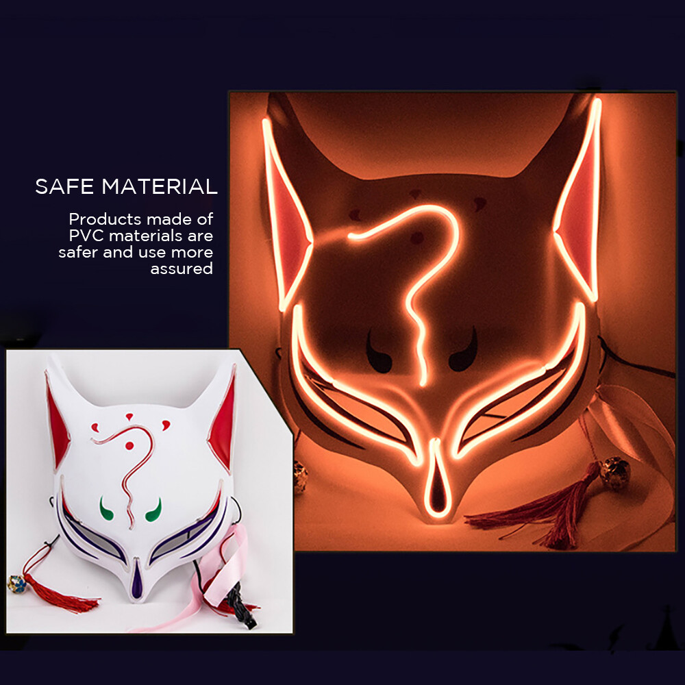 Party Fox Cosplay LED EDC Rave Kitsune Halloween Lighted