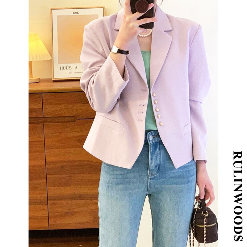 RULINWOODS Áo blazer nữ thời trang Hàn Quốc Blazer