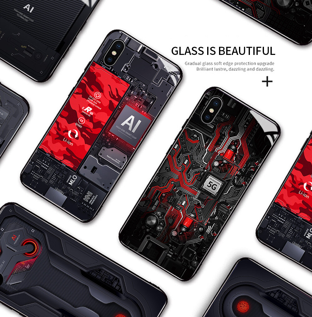 Hontinga Casing Case For Realme C15 Case Technology Circuit Board Explorer Exploration Theme Version Realmi Real Me C15 Cases Tempered Glass Back Cover Casing Phone Case Hard Case For Men For Boys