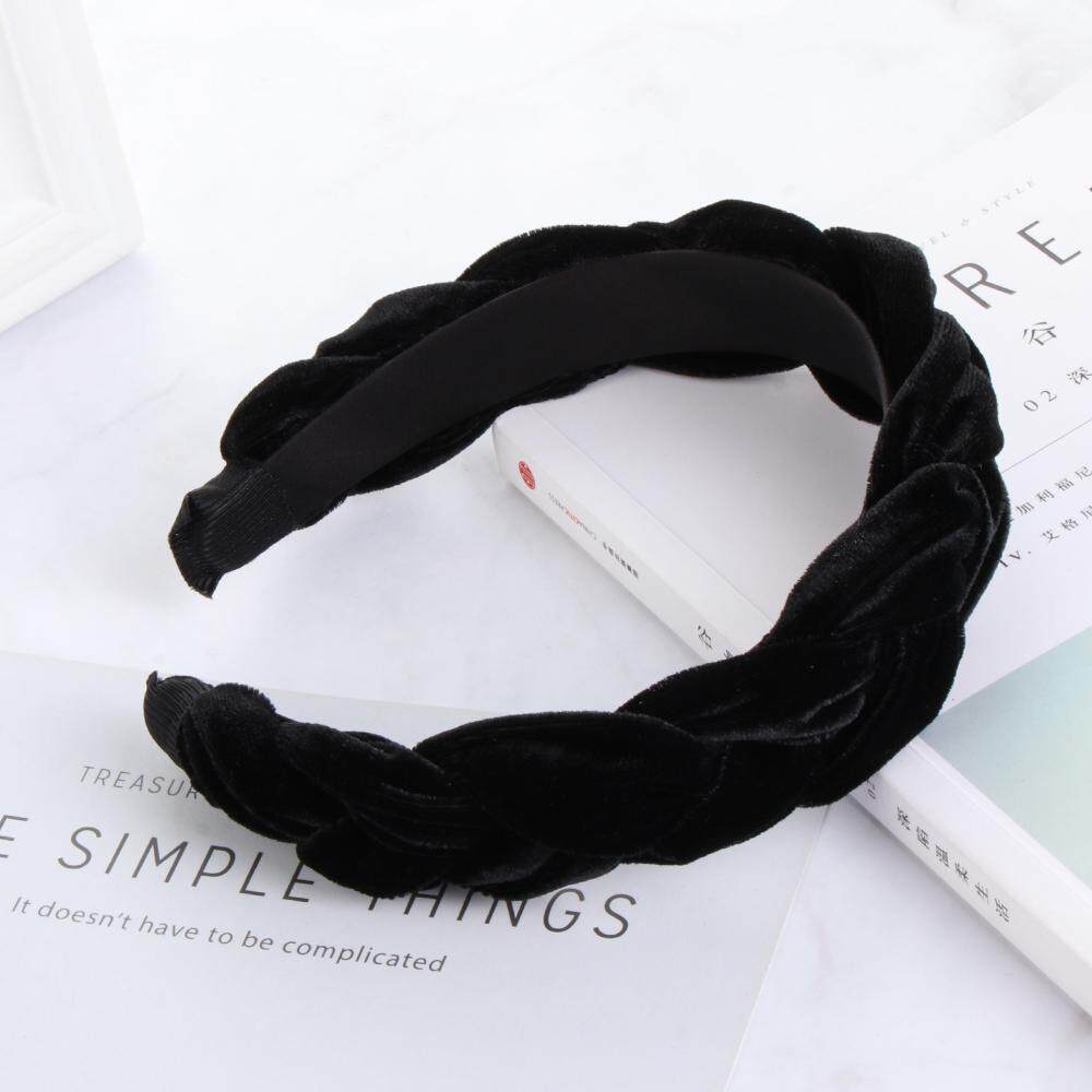 Accessories Wide Sweet Braid Hairband Velvet Headband Solid Color Hair Hoop