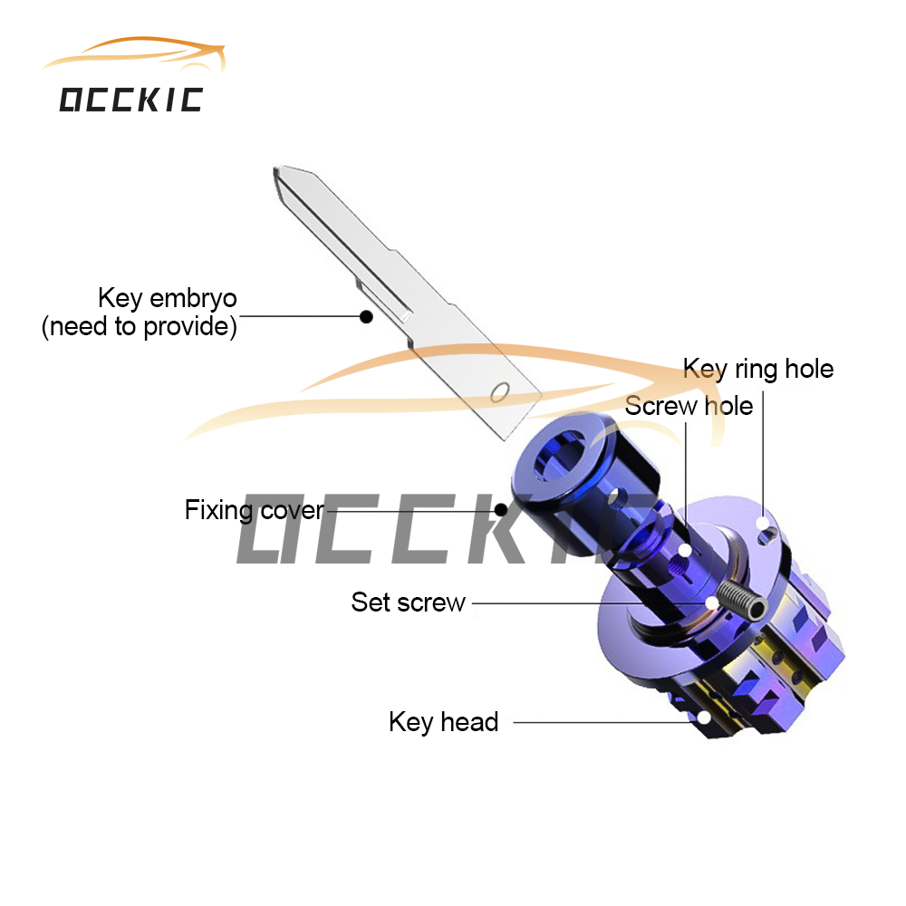 🚙Occkic Đầu Chìa Khóa Bằng Titan CNC Kèm Xích Đầu Chìa Khóa Xe Máy Bị Cháy Sửa Đổi CNC Thông Thường
