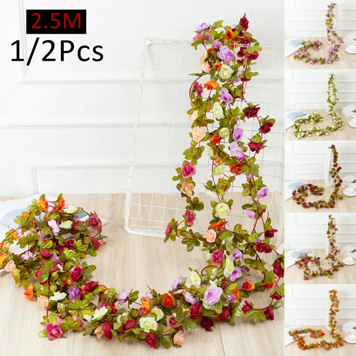 1//2Pcs 2.5m Ivy Garland Hanging Bud Vine Flower Wedding Party Home Decoration