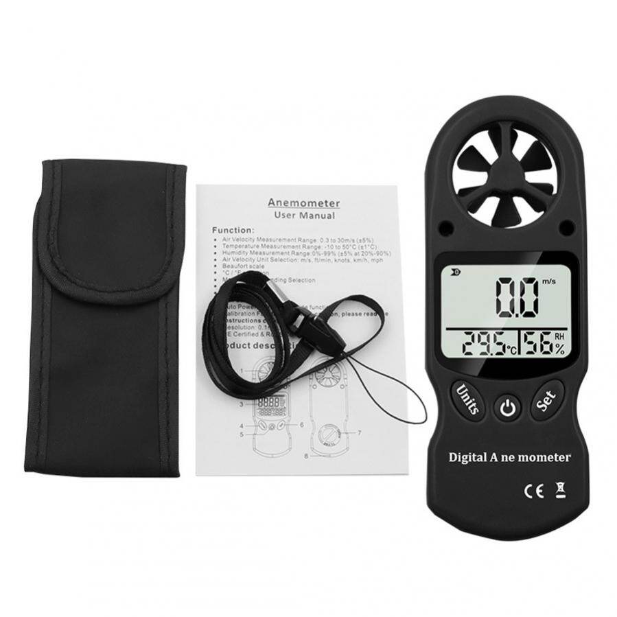 3 In 1 Digital Anemometer Handheld Wind Speed Meter with Temperature and Humidity