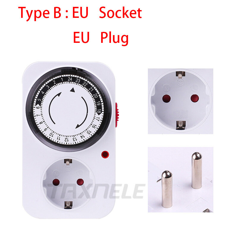 24 Hour Mechanical Timer Switch EU standard Socket Mechanical Timer 220V 16A EU plug Electrical Program Timer Power Switch