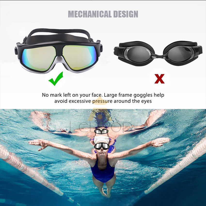 LEVTOP【Promotion】Swimming Glasses Swim Glasses Large Frame Anti Frog