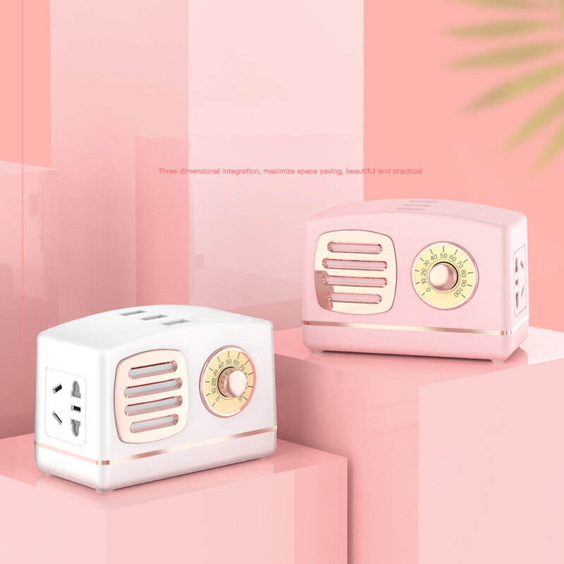 XIAOMIMIJIA Retro row plug with usb socket led soft light indicator light exquisite and practical multi-purpose home office desktop socket