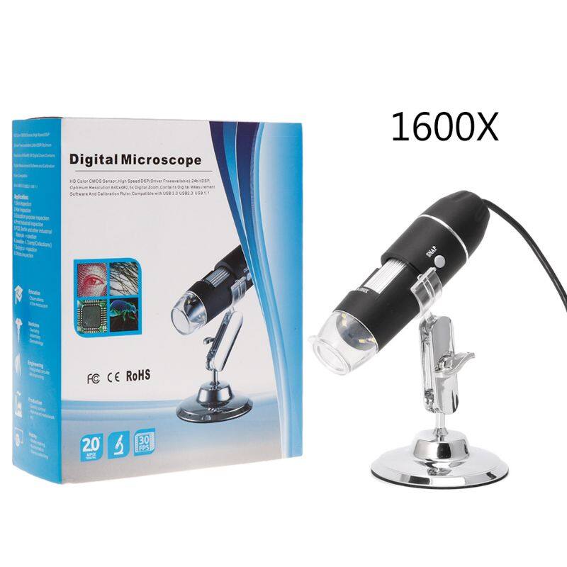 Kính Hiển Vi Kỹ Thuật Số USB 1600X Kính Lúp 8Led Có Chân Đế