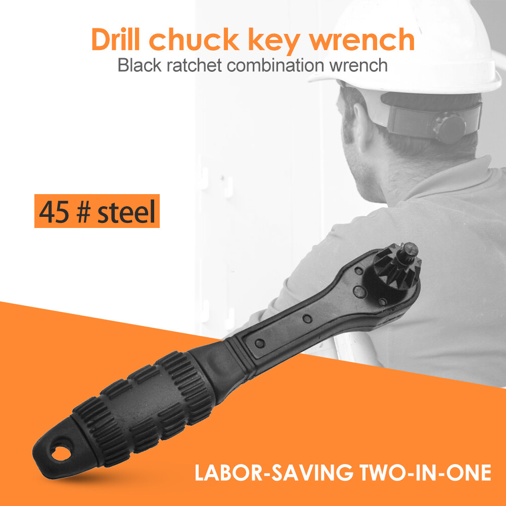 2 in 1 Drill Chuck Key Wrench Multifunction Hand Drill Ratchet Spanner Tool