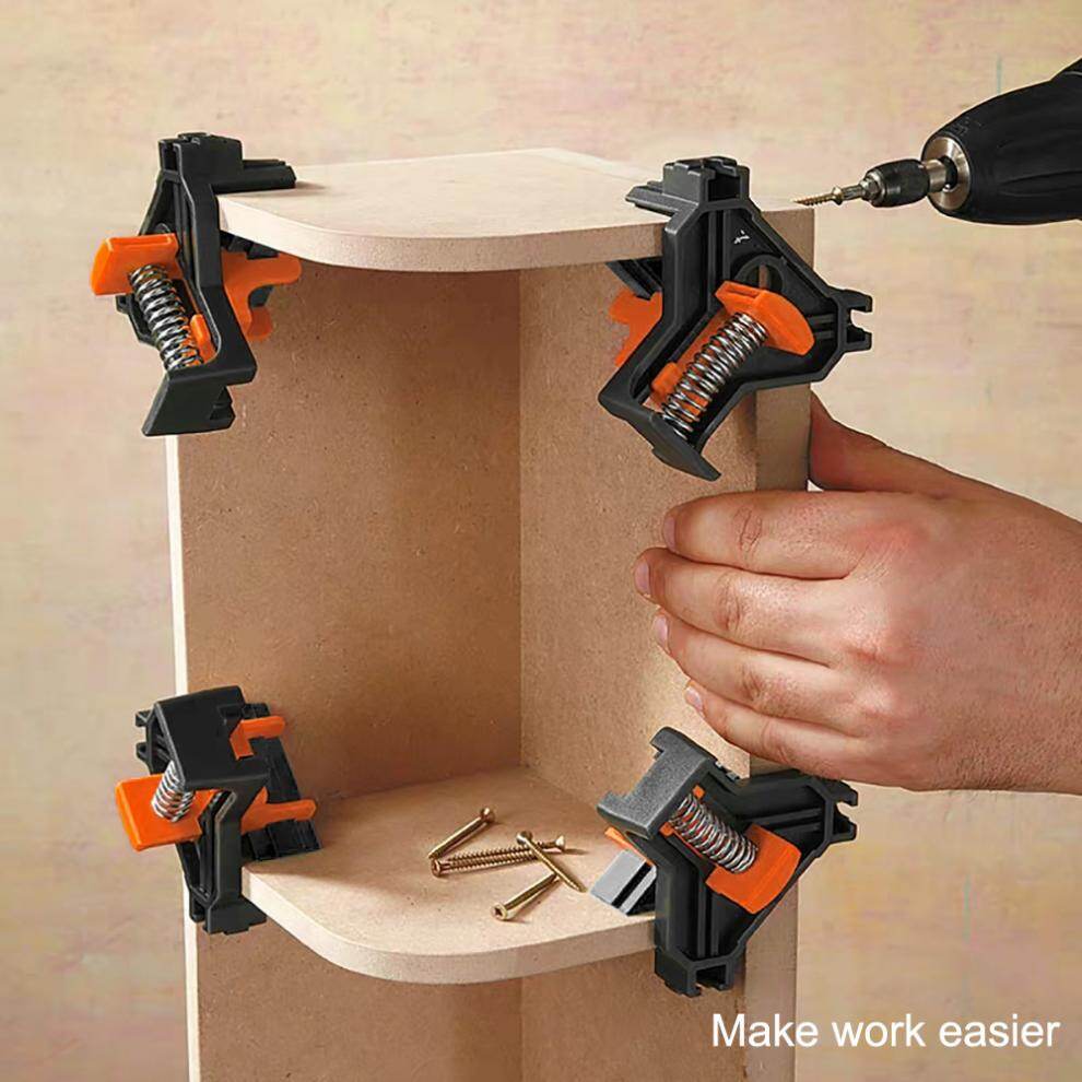 ChgImposs 4 Cái Kẹp Góc Phải Cố Định Nhanh Kẹp Góc 90 Độ Mộc Kẹp Khung Lò Xo Cho Bể Cá Kính/Khung Ảnh Gỗ/Giá Sách/Đồ Gỗ