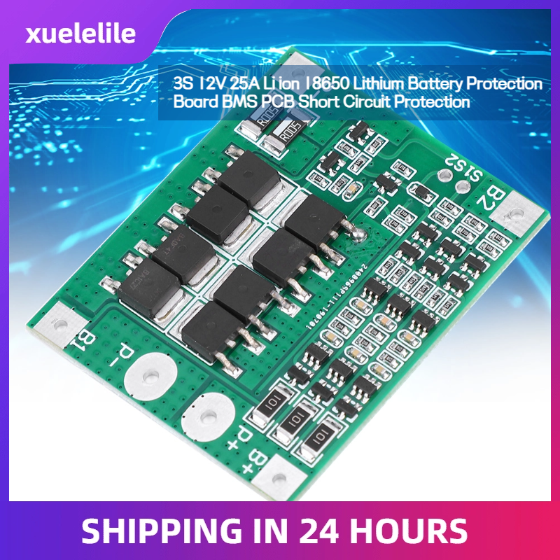 3S 12V 25A Li-ion 18650 Lithium Battery Protection Board BMS PCB Short Circuit Protection