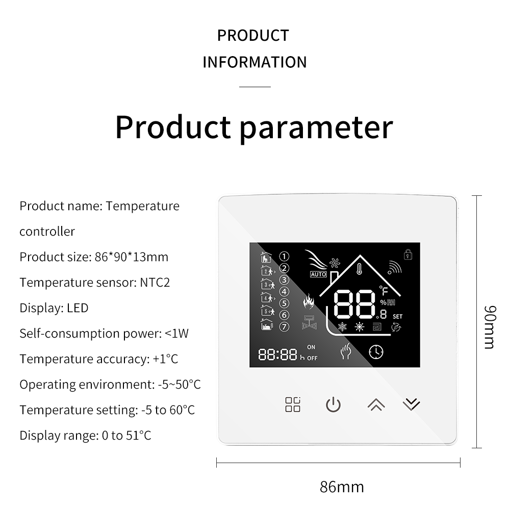 Bộ điều nhiệt WiFi thông minh Tuya Bộ điều khiển nhiệt độ sưởi ấm sàn điện 16A Hoạt động với Alexa Google Alice