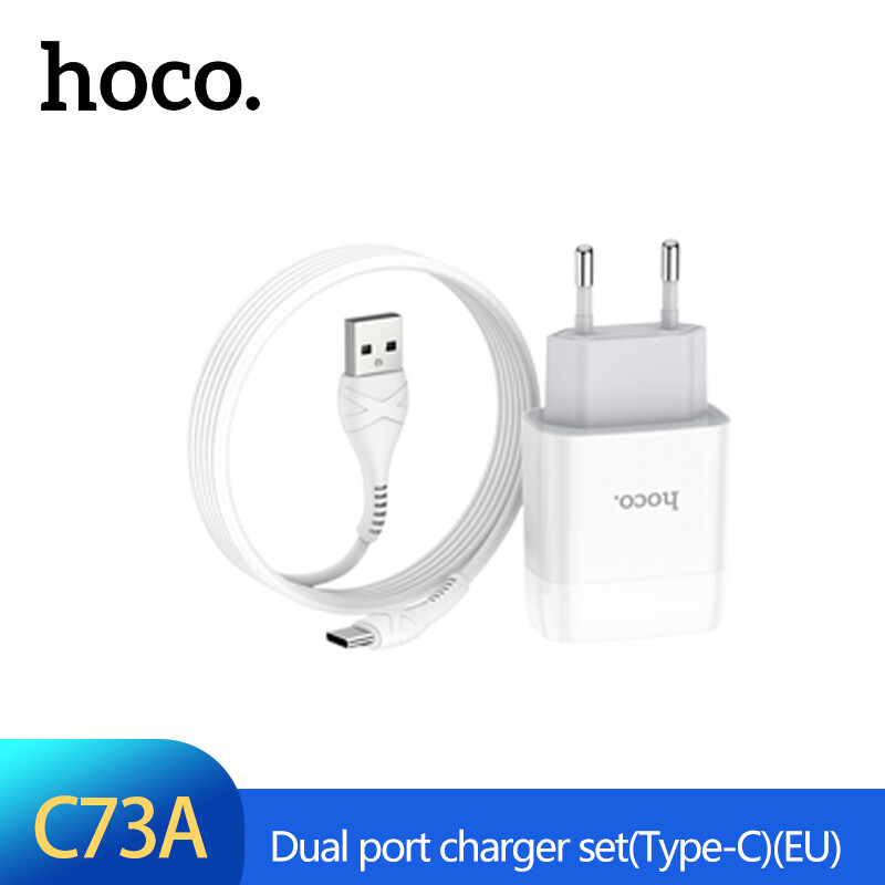【2020】HOCO C73A 2.4A Dual USB Charger Set With Iphone/ Micro USB /Type C Cable 2 In1 Mobile Phone Charging Adapter + Cable