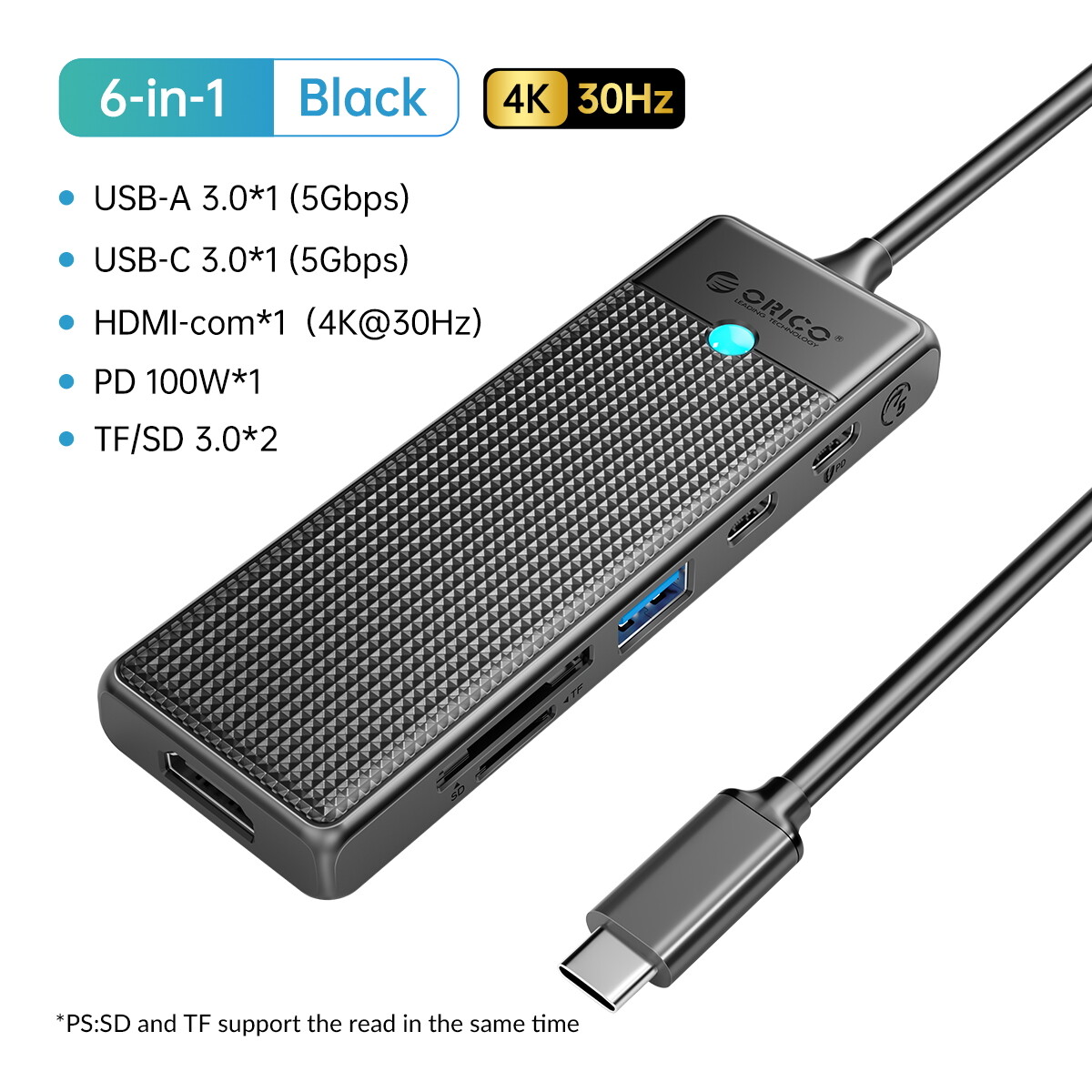 Usb c docking station dual monitor, orico 7 in 1 laptop docking station 3 monitors, usb c to hdmi adapter with 4k hdmi, 100w pd, 3 usb, monitor adapter for macbook/dell/hp/surface/lenovo