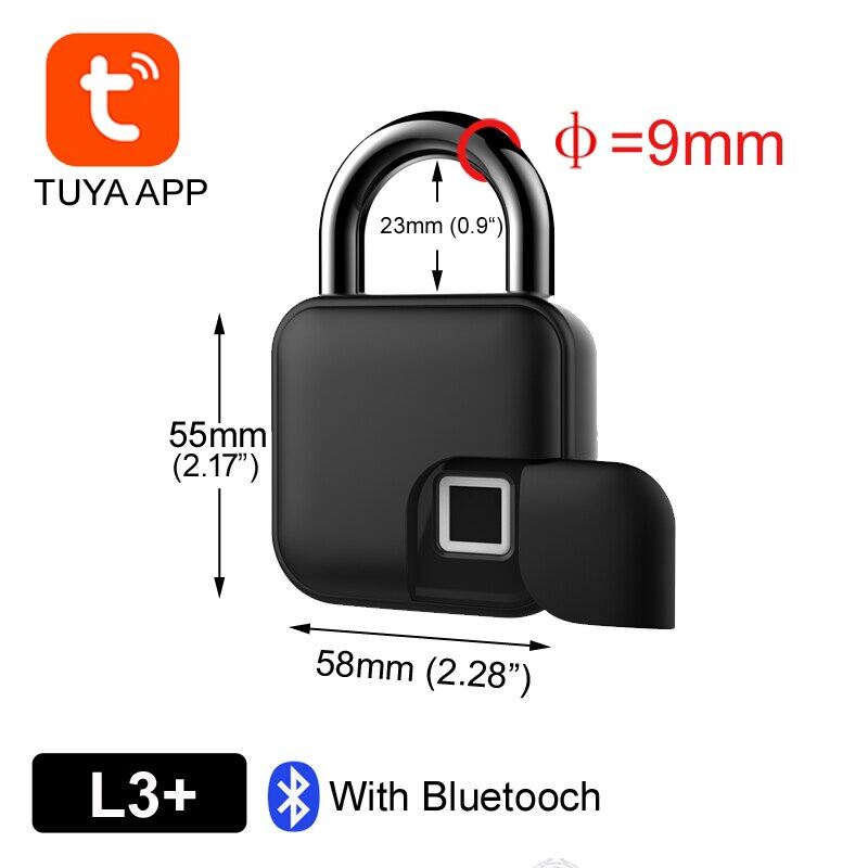 Tuya Smart Home Fingerprint Lock Bluetooth Fingerprint Padlock Door Lock IP65 Waterproof Keyless USB Rechargeable House Locks