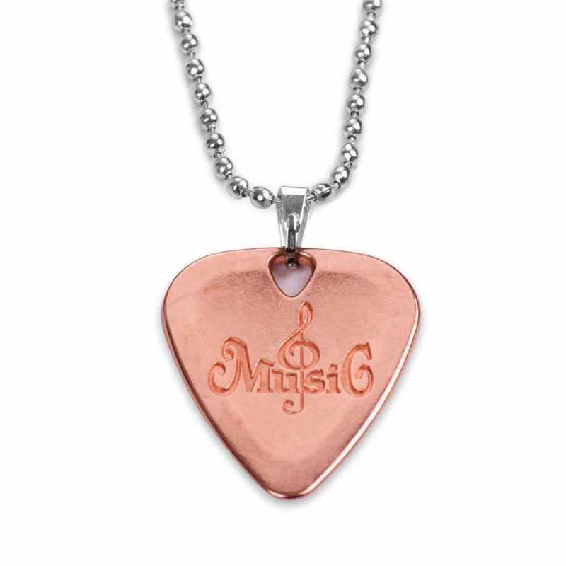 Metal Guitar Pick Necklace Zinc Alloy 1.2mm Thickness with Ball Chain (Rose Gold) Malaysia