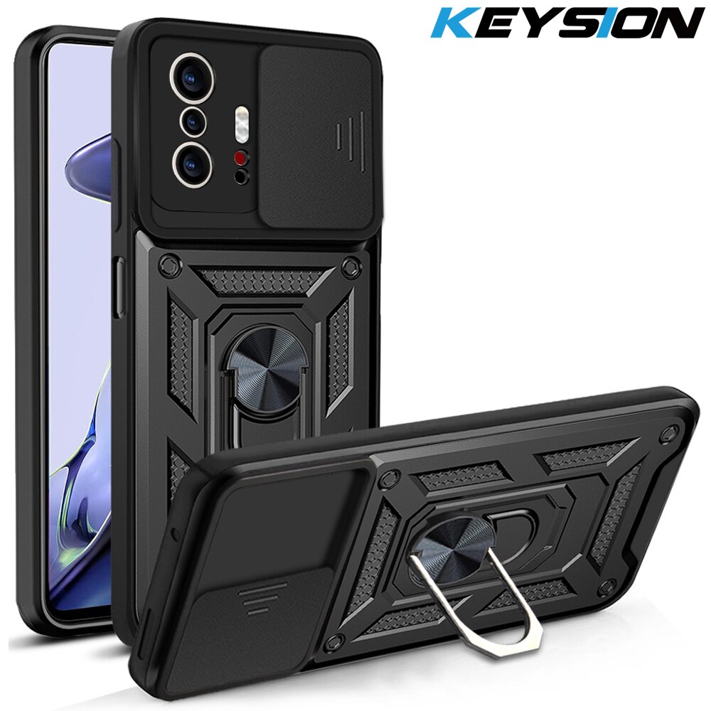 Keysion Ốp chống sốc cho Xiaomi Mi 11T 11T Pro 5G đế dạng nhẫn đẩy kéo Máy Ảnh bảo vệ Điện thoại Ốp lưng cho Xiaomi Mi 11T 5G