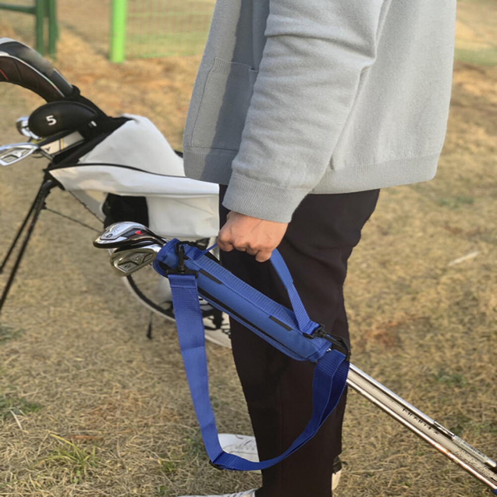 Golf Club Carrier Bag Carry Nylon Driving Range Course Training Case Pouch-Black/Blue