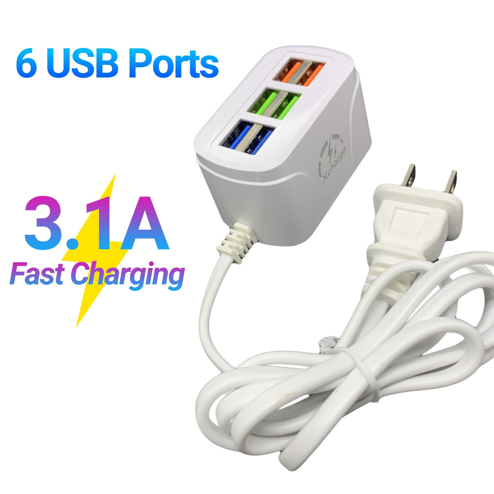 USB power socket hub splitter mini USB extension socket 6 ports universal quick charge socket for office
