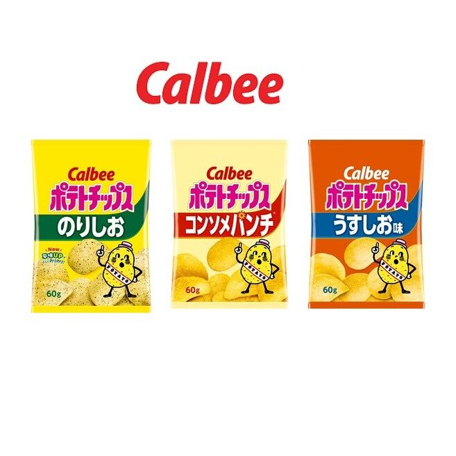 3 X Calbee Potato Chips Usu Shio Nori Shio Consomme Salted Seaweed 