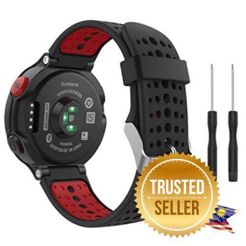 Soft Silicone Replacement Watch Band for Garmin Forerunner 235 / 220 / 230 / 620 / 630 / 735 Smart Watch (BLACK AND RED) Malaysia