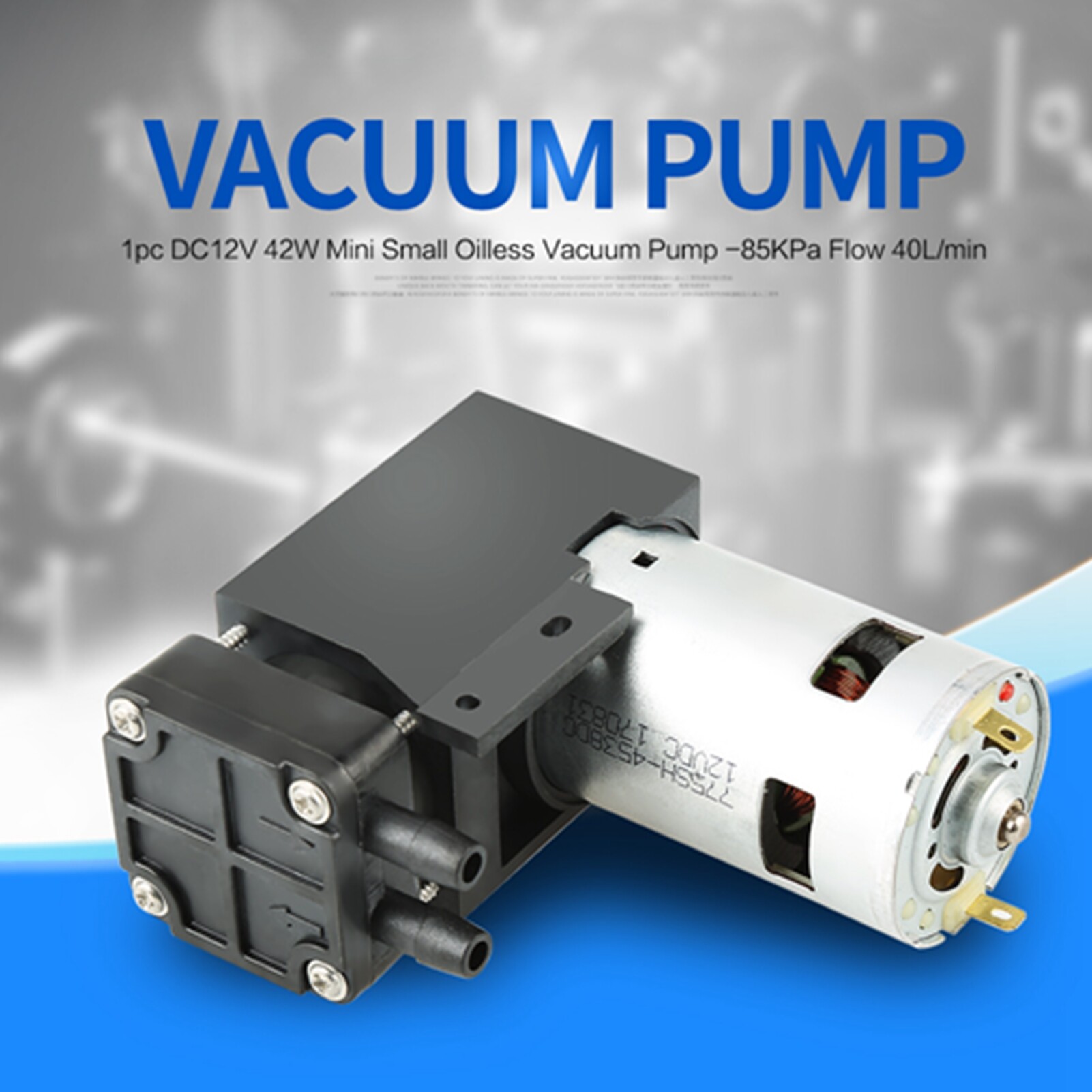 Oilless vacuum pump dc12v vacuum pump 42w mini small oilless vacuum pump -85kpa flow 40l/min