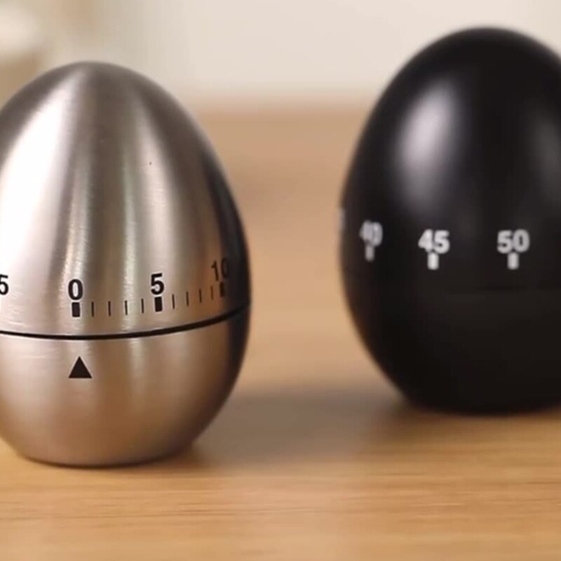 【Ready Stock】Stainless Steel Egg Shape Mechanical Kitchen Timer 60-Minute Wind Up Dial Rotating Countdown Egg Timer No Batteries