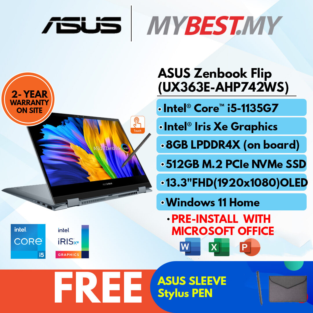 ASUS Zenbook Flip (UX363E-AHP742WS) i5-1135G7/ 8GB RAM/ 512GB SSD ...