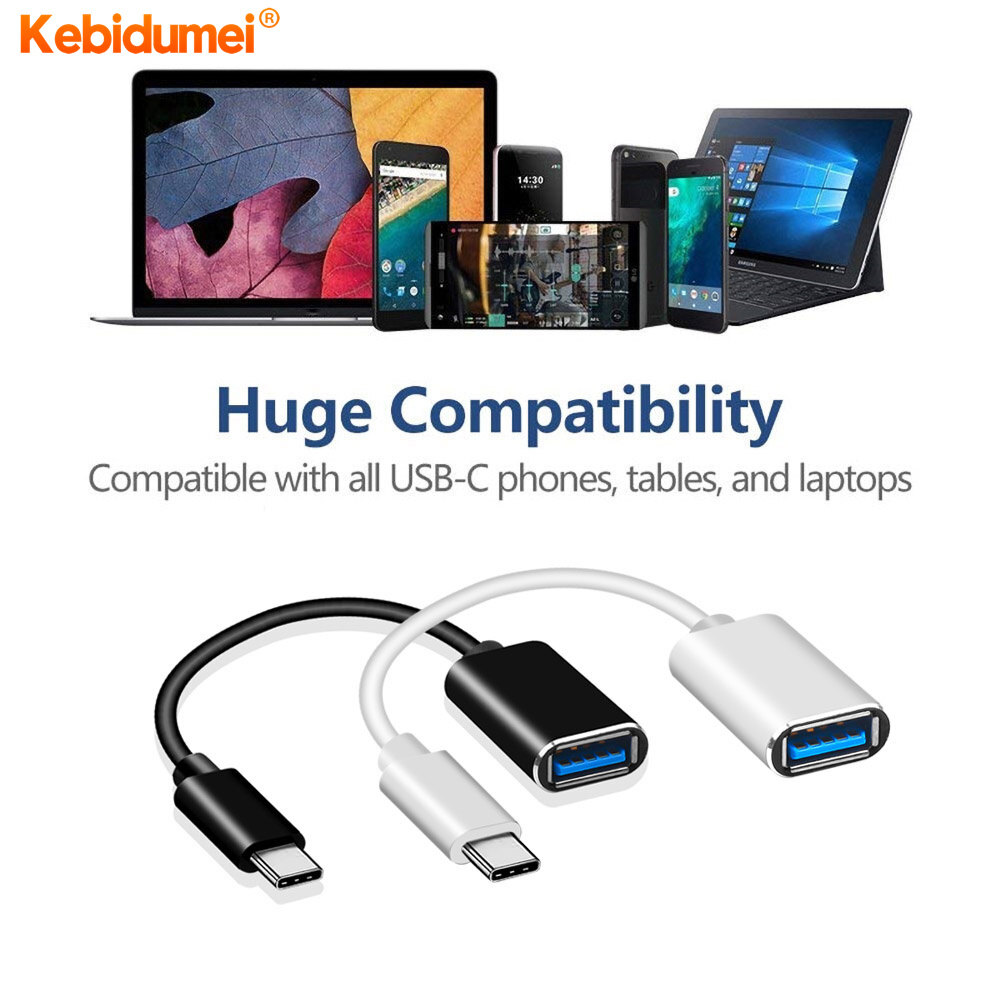 Kebidumei Type C Cable OTG Adapter USB to Type C Adapter Connector OTG Data Cable Converter