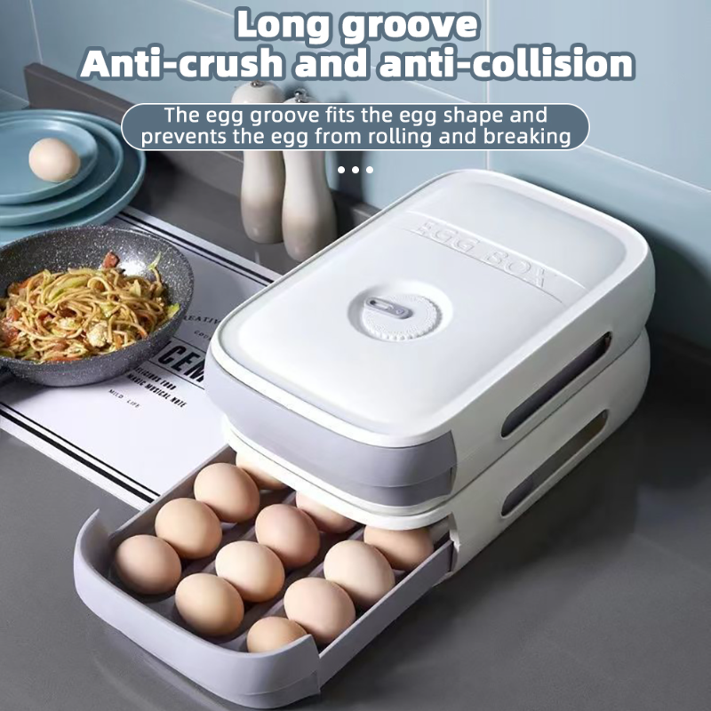 Egg Storage Organizer Egg Holder Refrigerator Drawer Type Stackable Food Storage Box Household Eggs Holder Kitchen