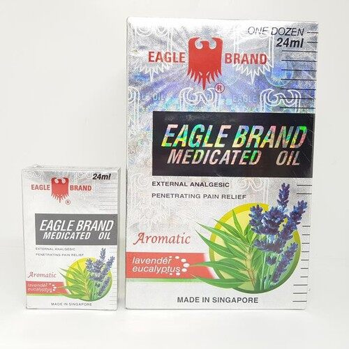 Dầu gió con ó trắng hương lavender eagle brand medicated oil «24ml» - màu xanh 2 nắp