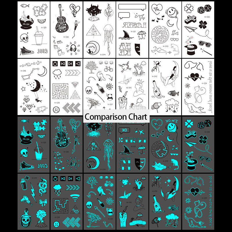 Zhu Xia sticker Luminous stickers Cool luminous tattoo stickers for men and women waterproof dark glowing cute cartoon fun stickers
