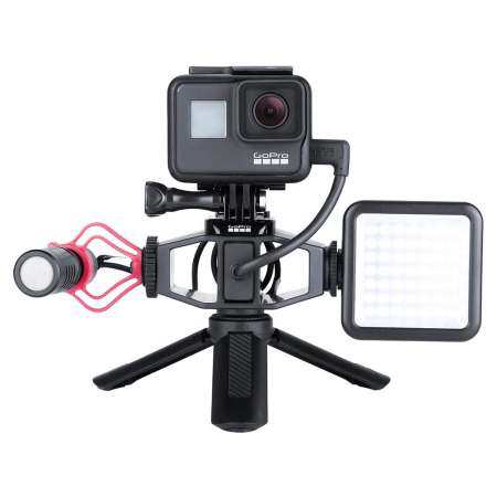 VIJIM GP-1 GoPro Vlogging การตั้งค่าวงเล็บ 2 รองเท้าที่เสียบไมโครโฟนอะแดปเตอร์ขาตั้งกล้องสำหรับ GoPro HERO 7 6 5 SJCAM EKEN กล้อง Yi 4 K