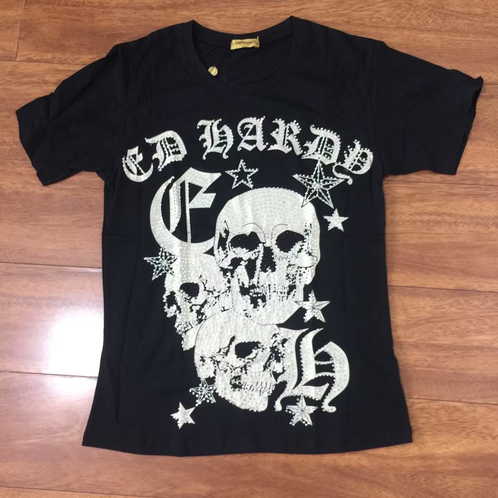 Men Ed Hardy Rhinestone Skull Bone cotton short sleeve T-shirts cool shirts Tee