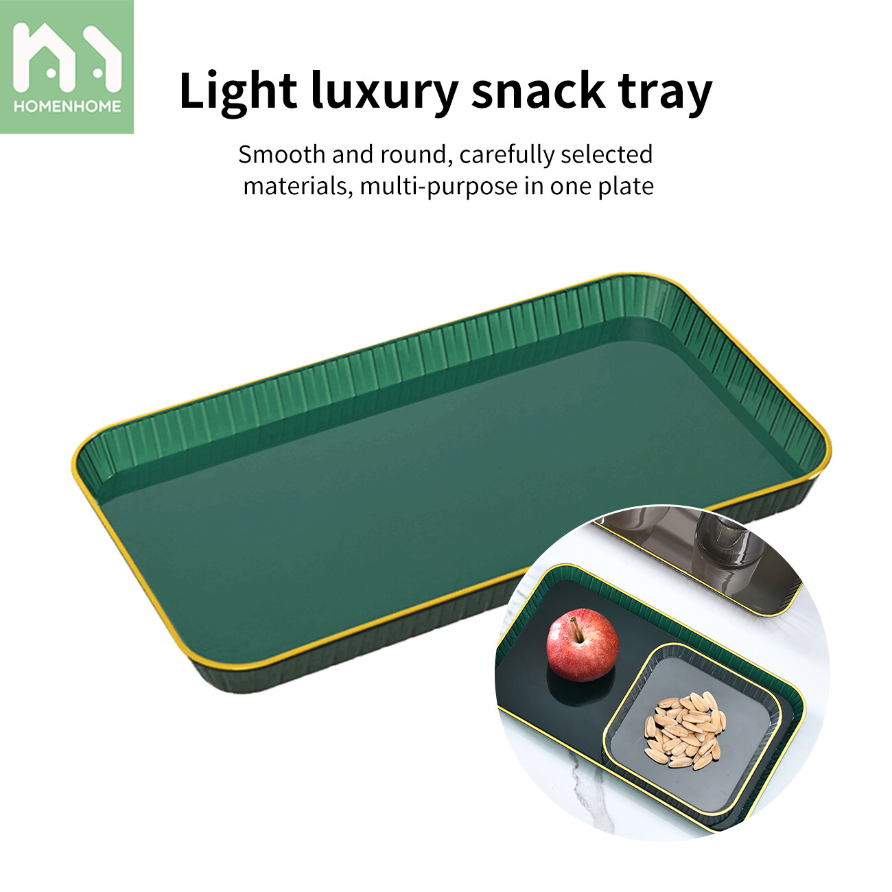 Homenhome Nordic Retro Storage Tray Gold Rectangle Afternoon Tea Serve Tray Makeup Organizer Tray Dessert Plate Jewelry Display Storage Box Organizers