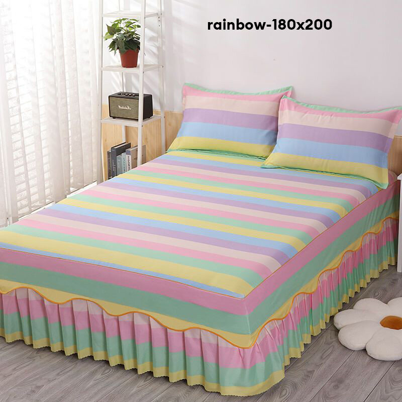 Non-slip bed skirt single piece skin-friendly home dust cover all-inclusive bedspread protective cover four seasons princess style