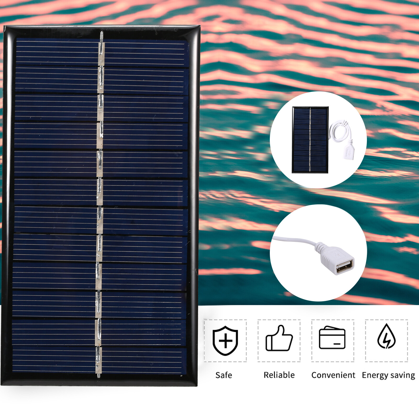 Tấm Pin Năng Lượng Mặt Trời Nhỏ 1W 6V Có USB Tấm Pin Năng Lượng Mặt Trời Silicon Polysilicon Tự Làm Tấm Pin Năng Lượng Mặt Trời Di Động Cắm Trại Chống Nước Cho Sạc Dự Phòng Điện Thoại Di Động