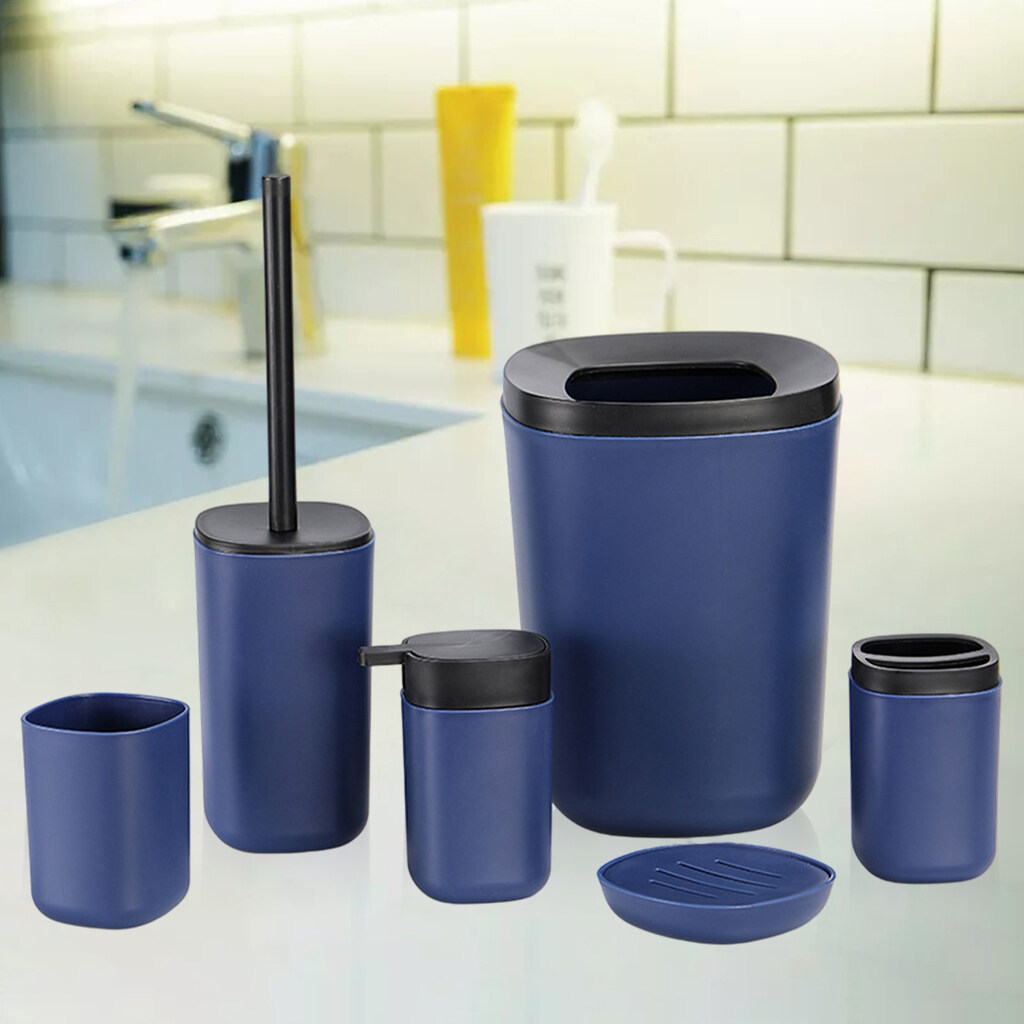 Baoblaze Bộ 6 Phụ Kiện Phòng Tắm Bằng Nhựa Giá Đựng Bàn Chải Đánh Răng Cốc