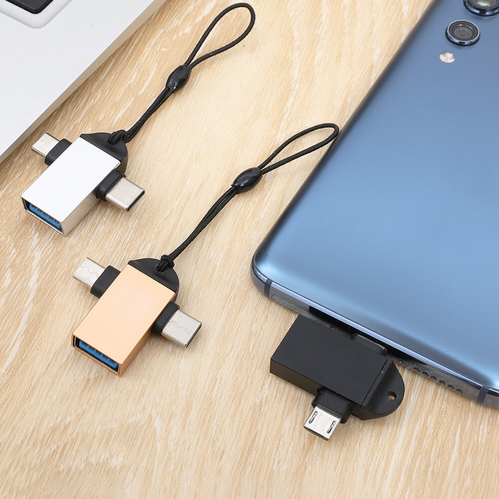 Bộ Chuyển Đổi OTG Type-C 2 Trong 1 USB Mini Và Bộ Chuyển Đổi Micro Cho Siêu Tốc Cho Điện Thoại Máy Tính Xách Tay Đầu Đọc U Thẻ Đĩa Bộ Chuyển Đổi Type C