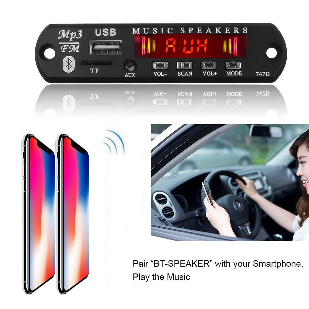Bảng Mạch Giải Mã MP3 Bluetooth Bộ Phát Mô Đun Giải Mã Không Dây 5V 12V Trên Xe Hơi Bộ Thu Âm Thanh Aux 3.5Mm Đài FM TF Đĩa U USB Kèm Điều Khiển Từ Xa (Đèn LED, Màn Hình LCD Màu Tùy Chọn)