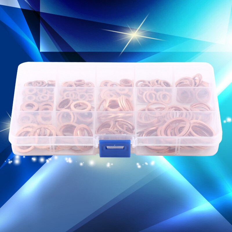 280pcs Professional Assorted Copper Washer Gasket Set Flat Ring Seal Assortment Kit M5-M20 with Box For Hardware Accessories