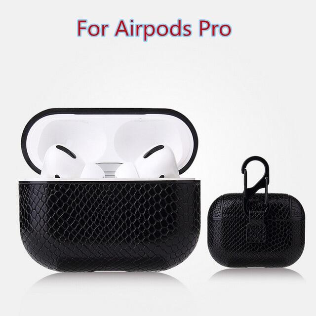 Snake Skin Bag Case For Suitable for apple AirPods Pro Bluetooth Wireless Earphone Leather Case For AirPods 1&2 Funda Charging Box Cases