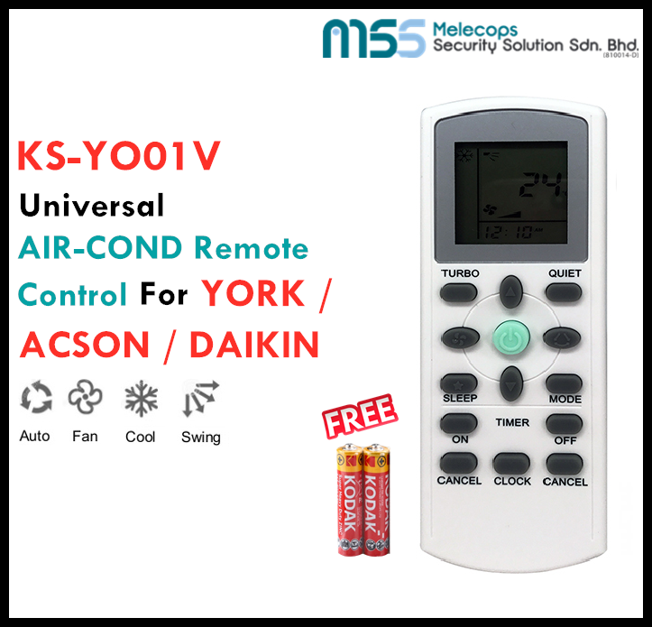 SYSTO Universal Aircond Remote Control For YORK/ACSON/DAIKIN (KSYO01V) Lazada