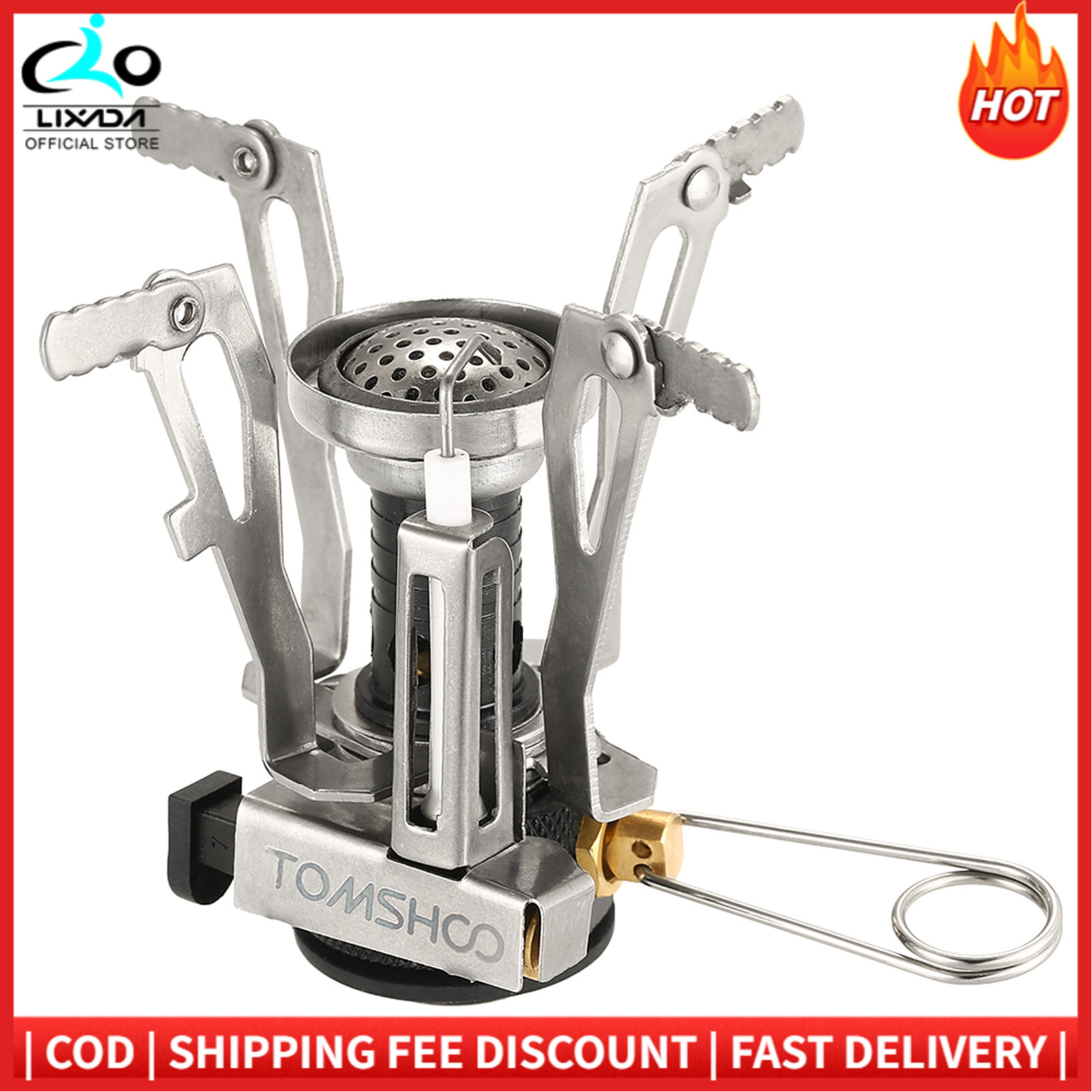 TOMSHOO Mini Backpacking Canister Stove Burners Camping Outdoor Cooking Foldable Hiking Supply Bu-tane Propane Canister Compatible